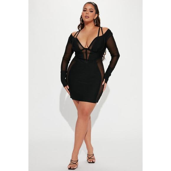 Fashion Nova Tequila Nights Bandage Mini Dress Black NWT 1X Club Cocktail Sexy - Picture 1 of 4